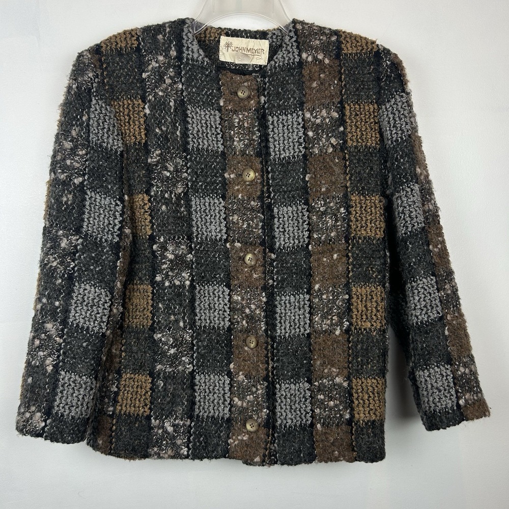 Vintage John Meyer Blazer Womens 6 Plaid Patchwork Textured Lined USA Old Money